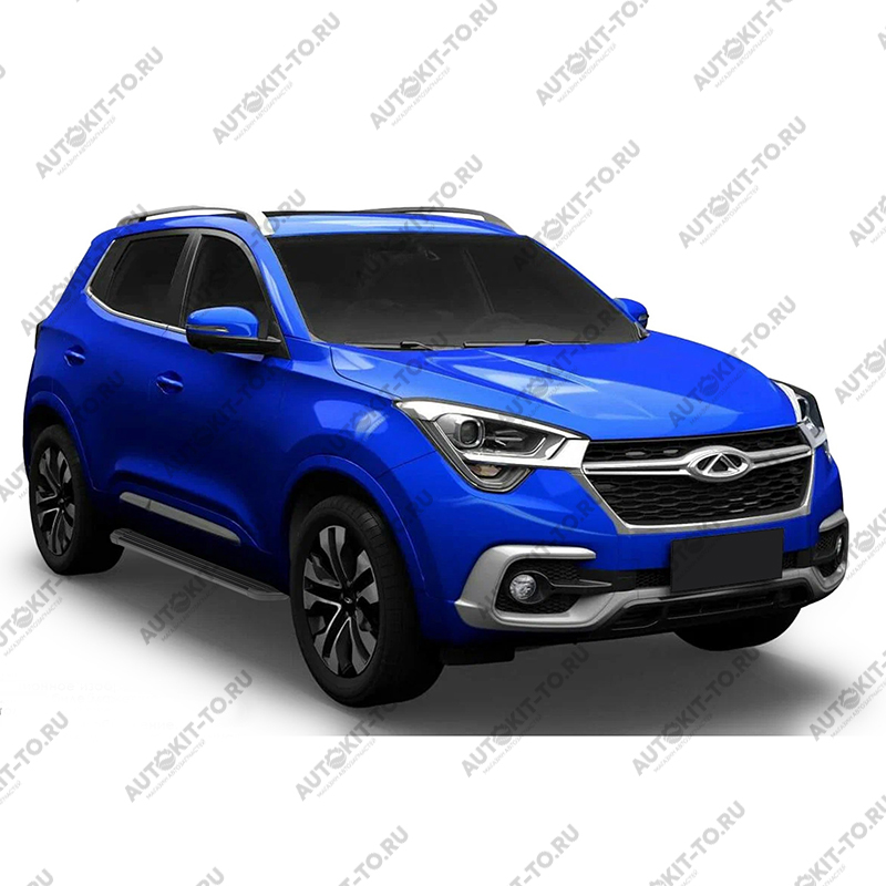 Пороги алюминиевые в полоску для Chery Tiggo 4 2017-2019